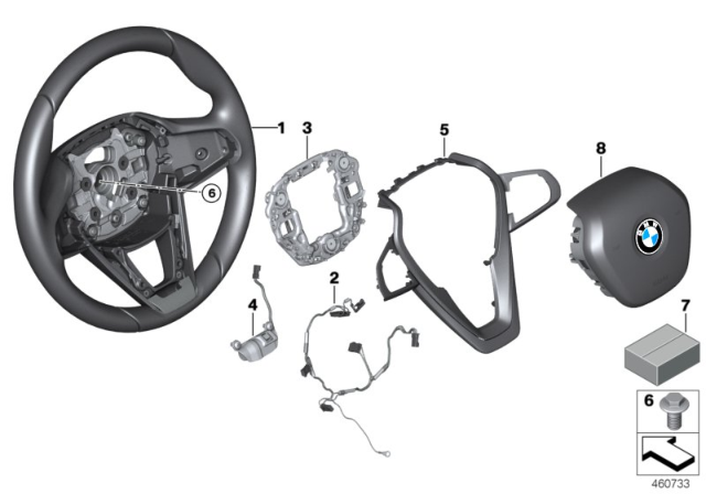 2018 BMW 740i Airbag Sports Steering Wheel Diagram