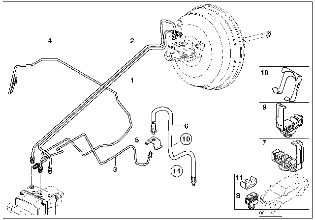 2002 BMW X5 Front Brake Pipe, DSC Diagram 2