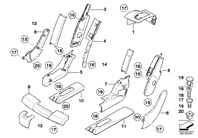 2008 BMW X5 Covering Outer Right Diagram for 52209120202