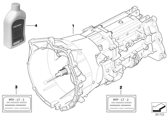 2008 BMW 328xi Stick-On Label, Transmission Oil Diagram for 23007533819