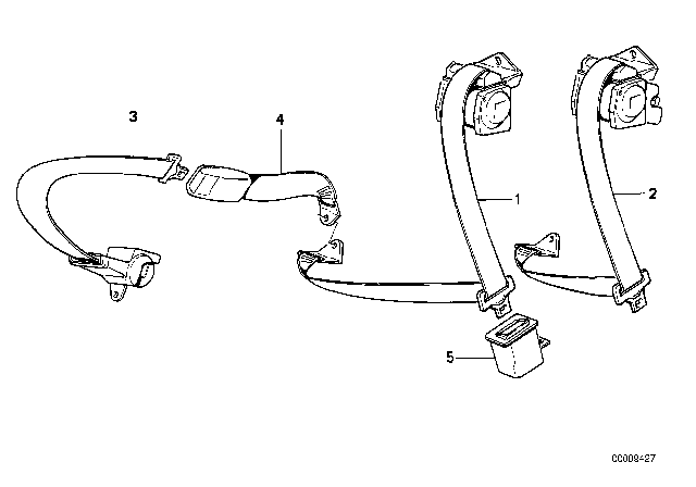 1995 BMW 530i Safety Belt Rear Diagram