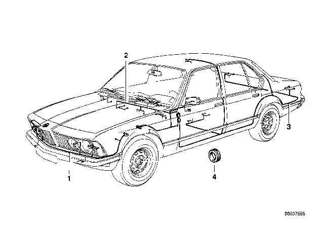 1985 BMW 735i Cable Harness Sector Ctr. Diagram for 61111380143