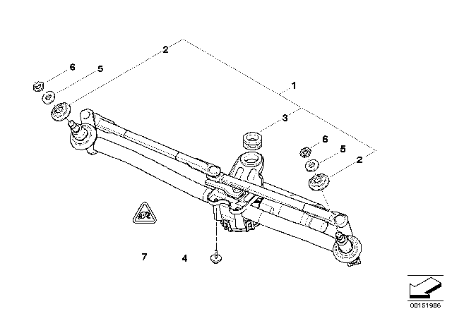 2004 BMW X3 Single Wiper Parts Diagram