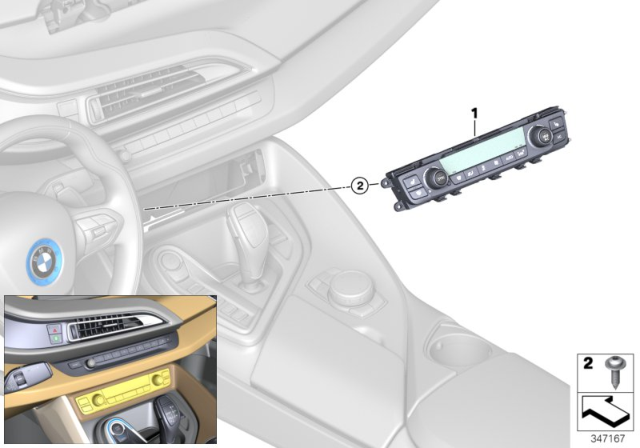 2014 BMW i8 Automatic Air Conditioning Control Diagram for 64119361799