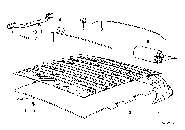 1984 BMW 733i Headliner Sunroof Diagram for 51441880845