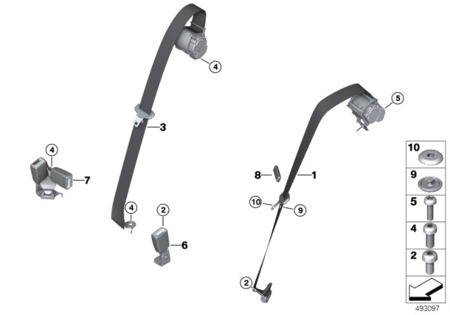 2020 BMW X3 REAR CENTER UPPER BELT Diagram for 72118076189