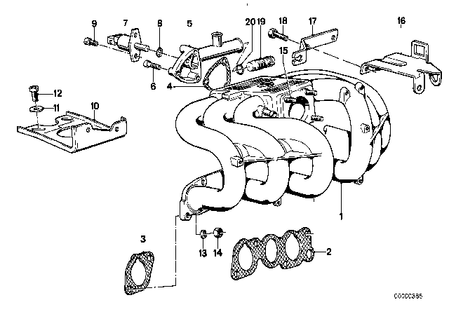 1985 BMW 528e Intake Manifold Diagram for 11611713046