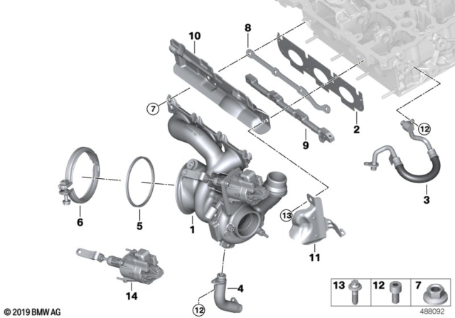 2014 BMW i8 Turbo Charger Diagram for 11652400536