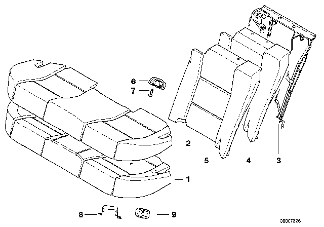 2000 BMW 740i Seat, Rear, Cushion & Cover Diagram