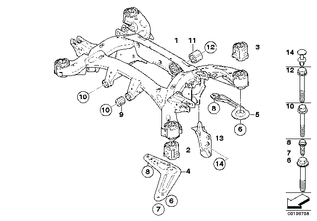 2010 BMW X5 M Rear Axle Carrier Diagram for 33316863816