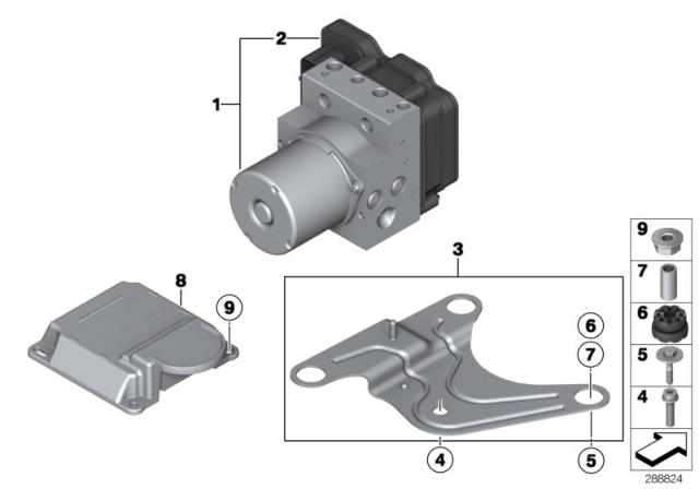 2010 BMW 550i Hydro Unit DSC / Control Unit / Fastening Diagram 2