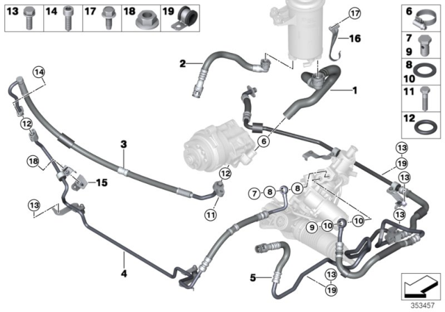 2015 BMW X5 Power Steering Pressure Hose Diagram for 32416855252
