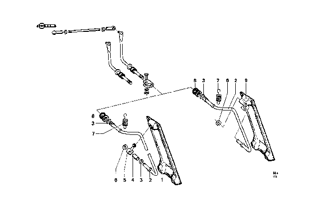 1969 BMW 2000 Accelerator Pedal / Rod Assy Diagram 1