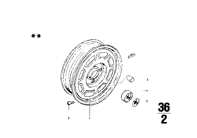 1971 BMW 2002 Wheel Nut Diagram for 36131113131