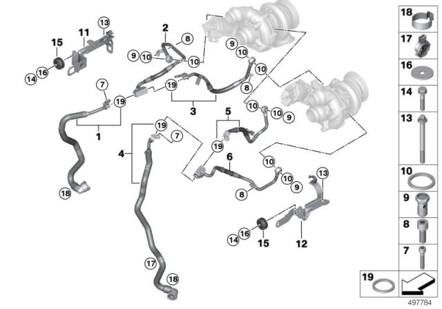 2016 BMW 750i Cooling System, Turbocharger Diagram 1