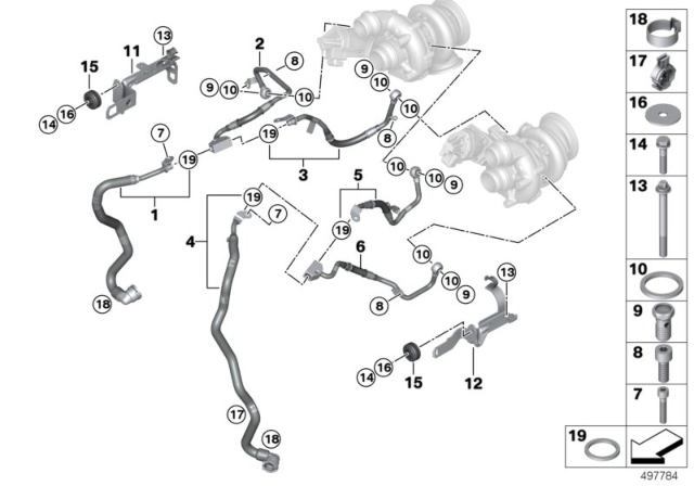 2016 BMW 750i Coolant Line, Flow To Turbocharger Diagram for 11538485156