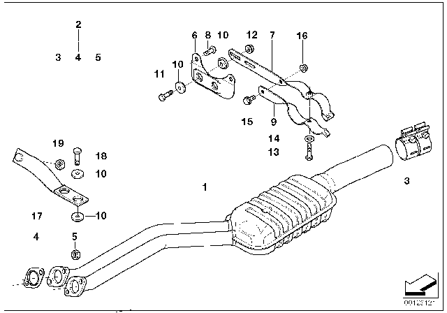 1997 BMW 528i Exhaust Support Diagram for 18201437655
