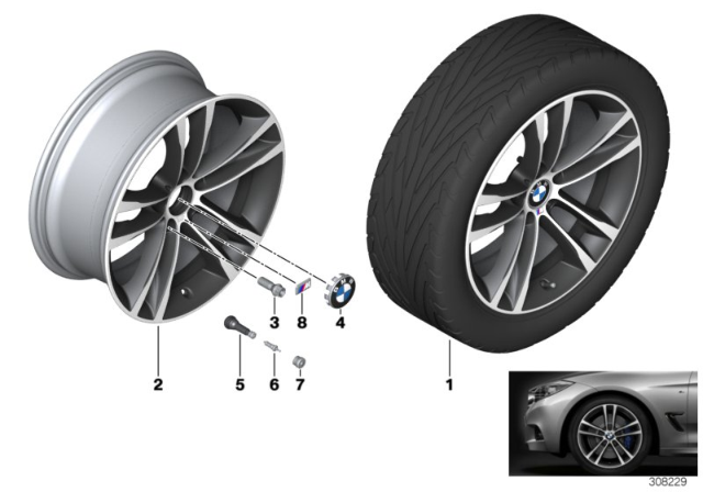 2014 BMW 335i GT xDrive BMW LA Wheel, M Double Spoke Diagram 3