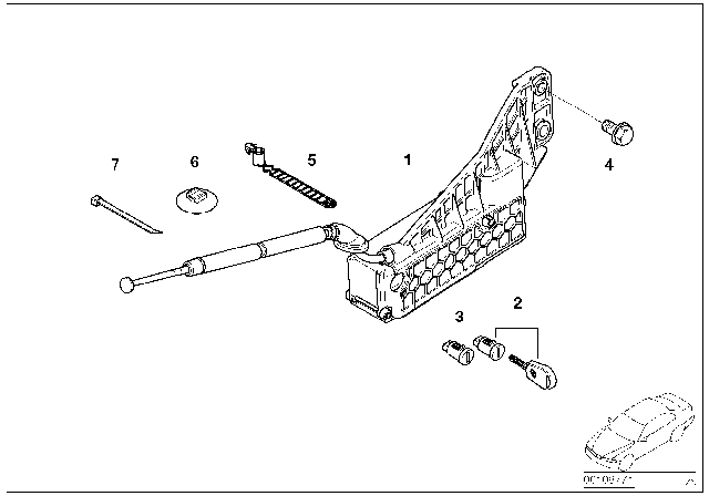 2007 BMW 760Li Emergency Mechanism Parking Lock Diagram for 24507573346