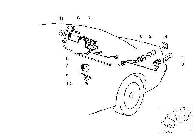 1997 BMW 840Ci Park Distance Control (PDC) Diagram