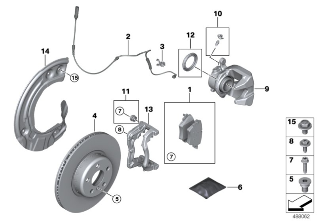 2019 BMW X3 Front Wheel Brake Diagram 1