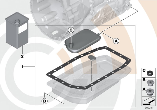 2004 BMW 325Ci Fluid Change Kit, Automatic Transmission Diagram 2