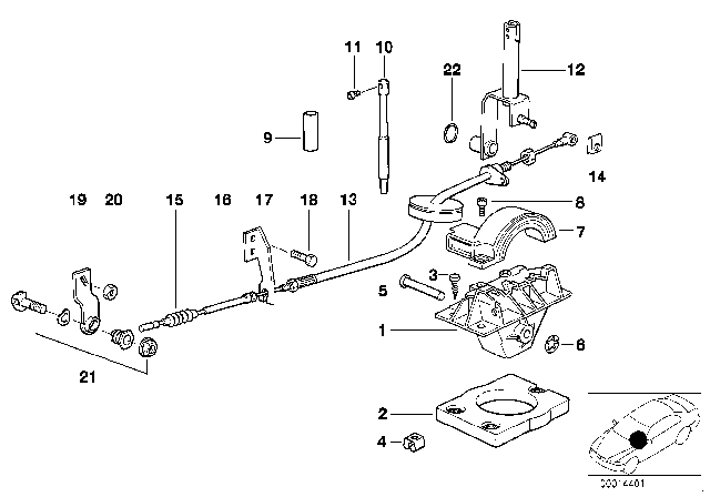 1993 BMW 320i Gear Shift Parts, Automatic Gearbox Diagram