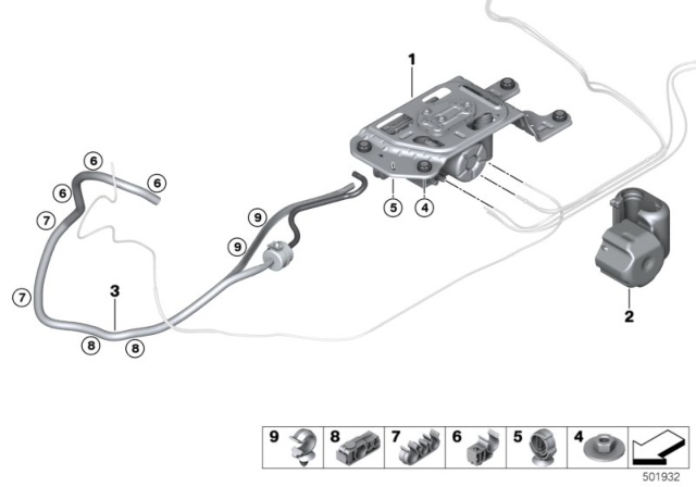 2019 BMW X7 Self-Levelling Suspension /Air Supply System Diagram