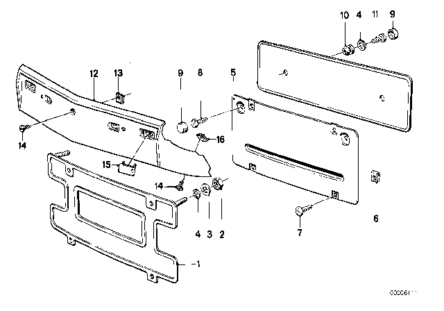 1985 BMW 635CSi Licence Plate Base Diagram