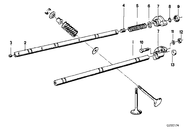 1976 BMW 530i Timing Gear - Rocker Arm / Valves Diagram 1