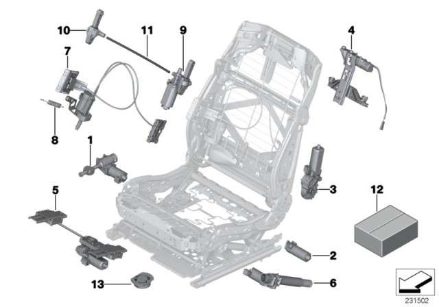 2013 BMW 535i GT Seat, Front, Electrical System & Drives Diagram