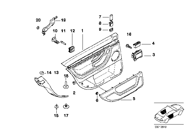 2001 BMW 740i Sedan(E38) Door Trim Panel Diagram 3