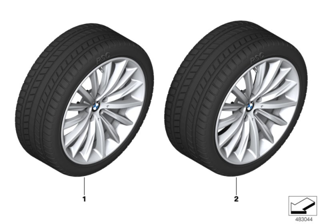 2019 BMW 530e Sedan(G30) Winter Wheel With Tire Multi-Spoke Diagram 2