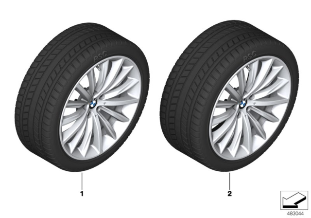 2019 BMW 530i Winter Wheel With Tire Multi-Spoke Diagram 2