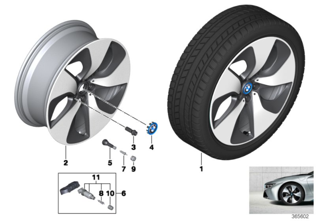 2015 BMW i8 Alloy Rim Forged Left Diagram for 36116855313