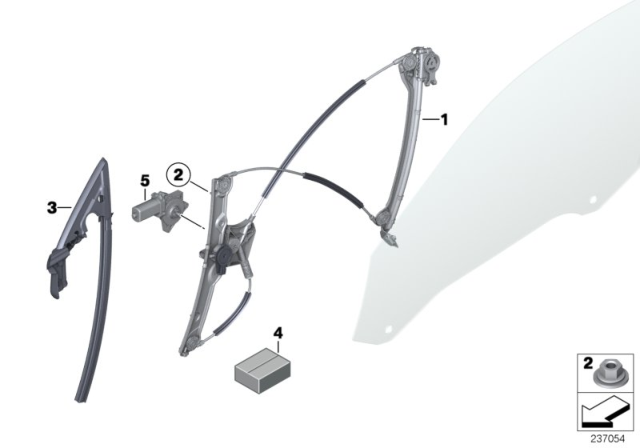 2015 BMW M6 Front Right Window Regulator Diagram for 51337223652