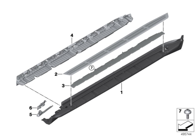 2020 BMW X5 Insert, Rocker Panel, Running Diagram for 51777467910