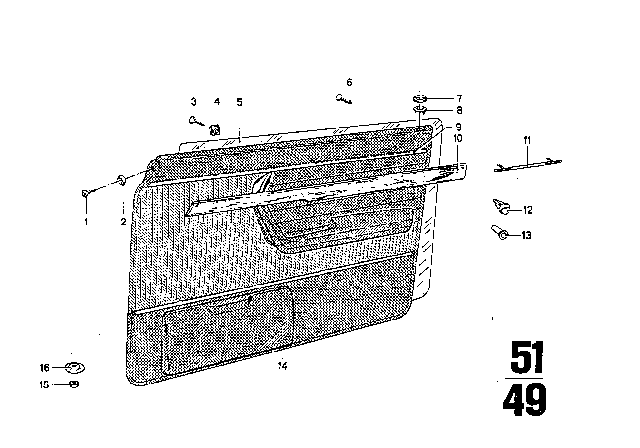 1975 BMW 3.0Si Door Trim Panel Diagram 2