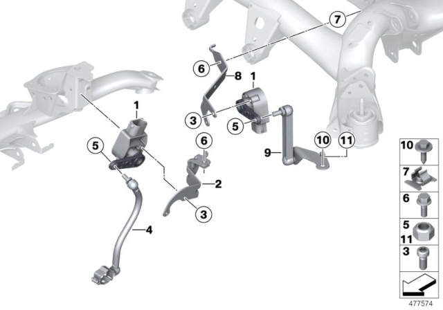 2015 BMW 328i xDrive Headlight Vertical Aim Control Sensor Diagram 2