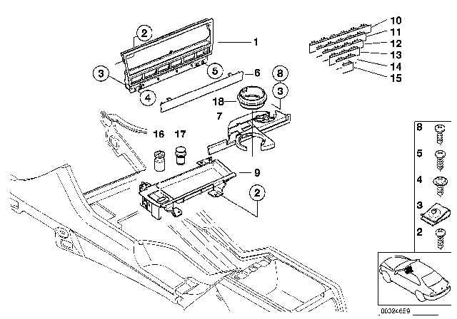 2001 BMW 540i Front Can Holder Diagram for 51168190205