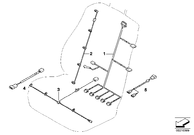 2010 BMW X5 Supplementary Cable Sets, Seat Diagram