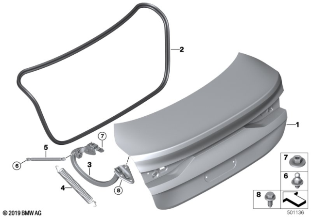 2020 BMW 228i xDrive Gran Coupe Trunk Lid Diagram