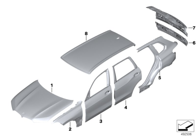 2020 BMW X7 ROOF PANEL F PANORAMIC ROOF Diagram for 41008497702