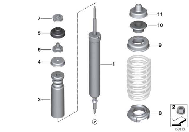 2007 BMW 328i Rear Spring Strut Mounting Parts Diagram