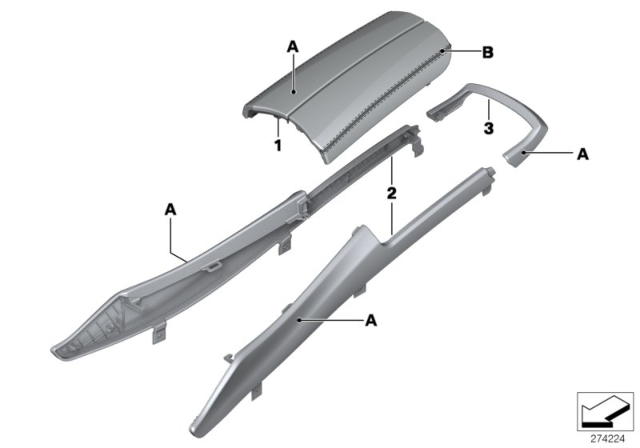 2014 BMW 535i GT xDrive Individual Centre Console / Centre Arm Rest Diagram