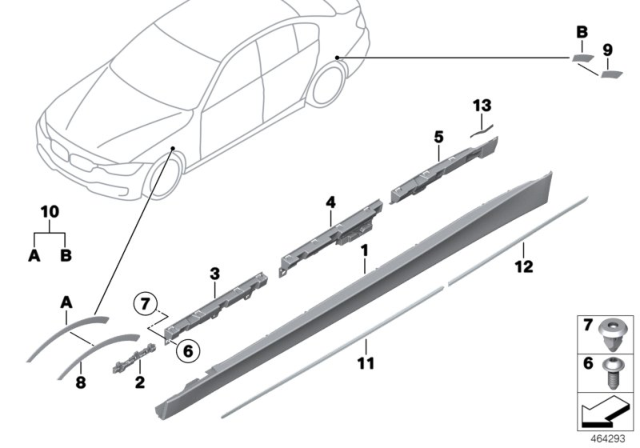 2017 BMW 320i Cover Door Sill / Wheel Arch Diagram