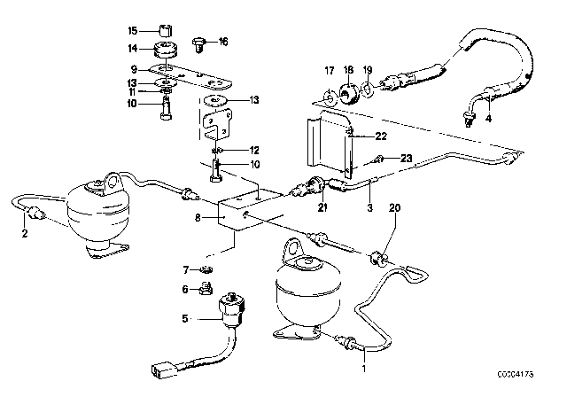 1988 BMW M5 Levelling Device / Tubing / Attaching Parts Diagram