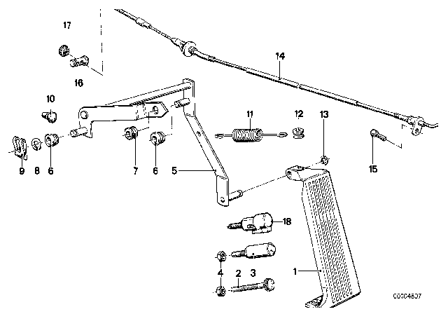 1985 BMW 735i Accelerator Pedal / Bowden Cable Diagram