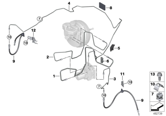 2020 BMW X3 M Brake Pipe, Front Diagram