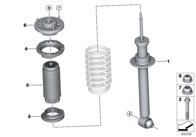 2020 BMW 530i Rear Spring Strut Mounting Parts Diagram